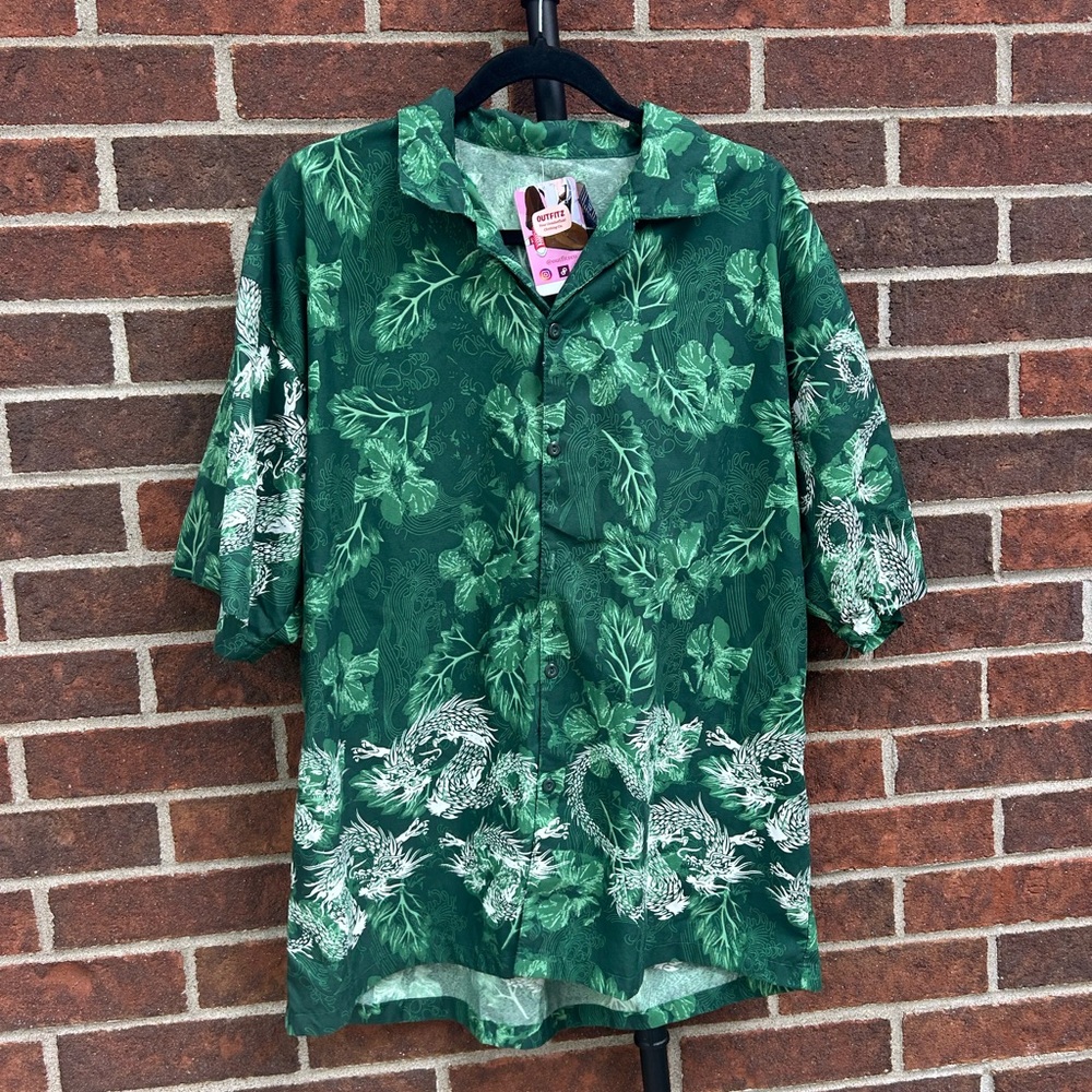 Y2K Hawaiian dragon button up